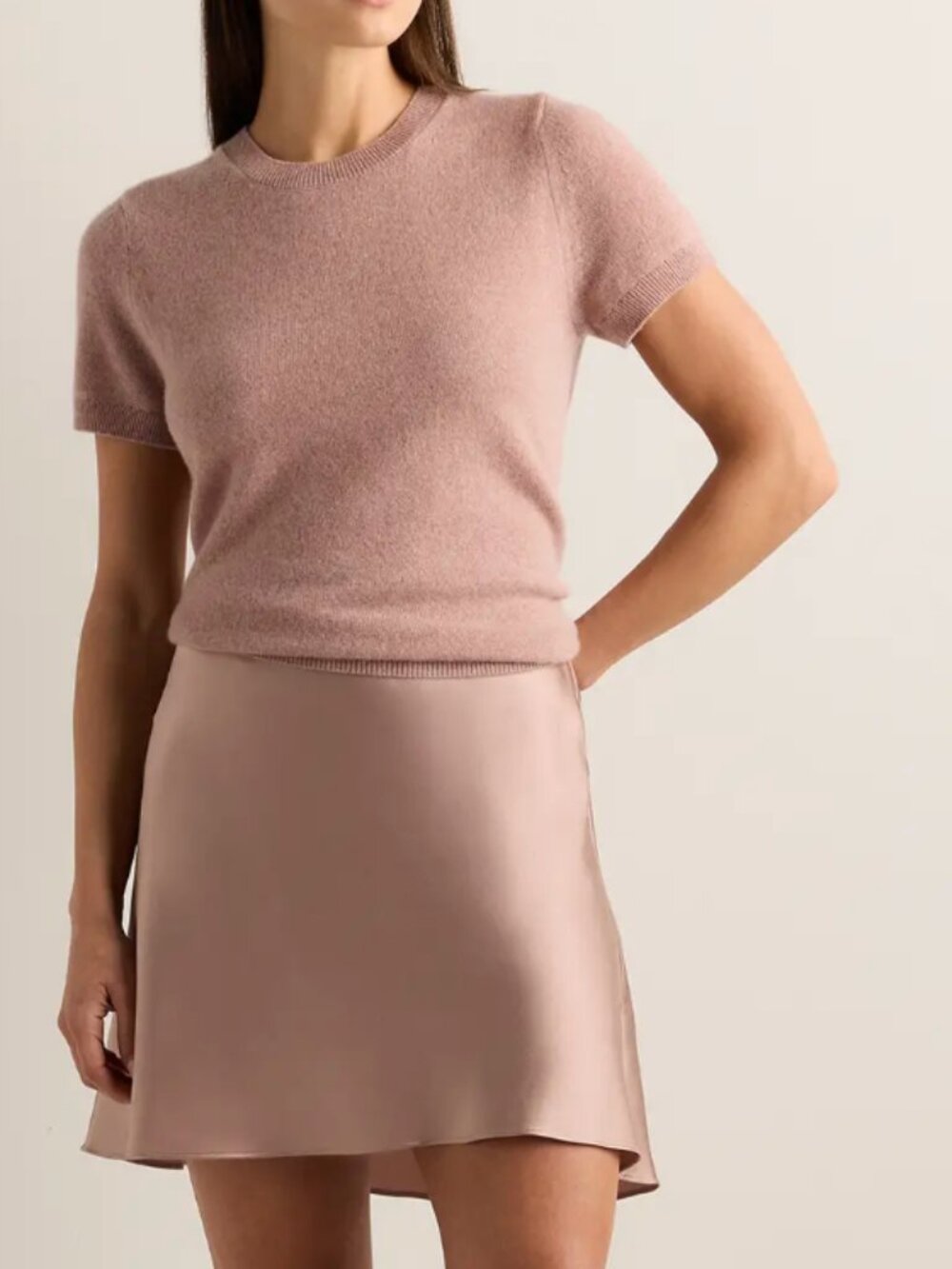 Quince 100% Washable Silk Mini Skirt - Champagne